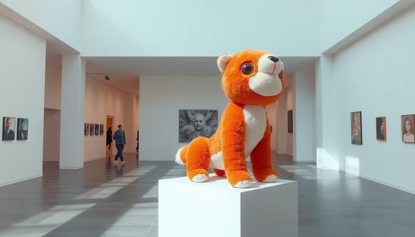 una escultura is what? a sculpture modern art a stuffed animal a piller
