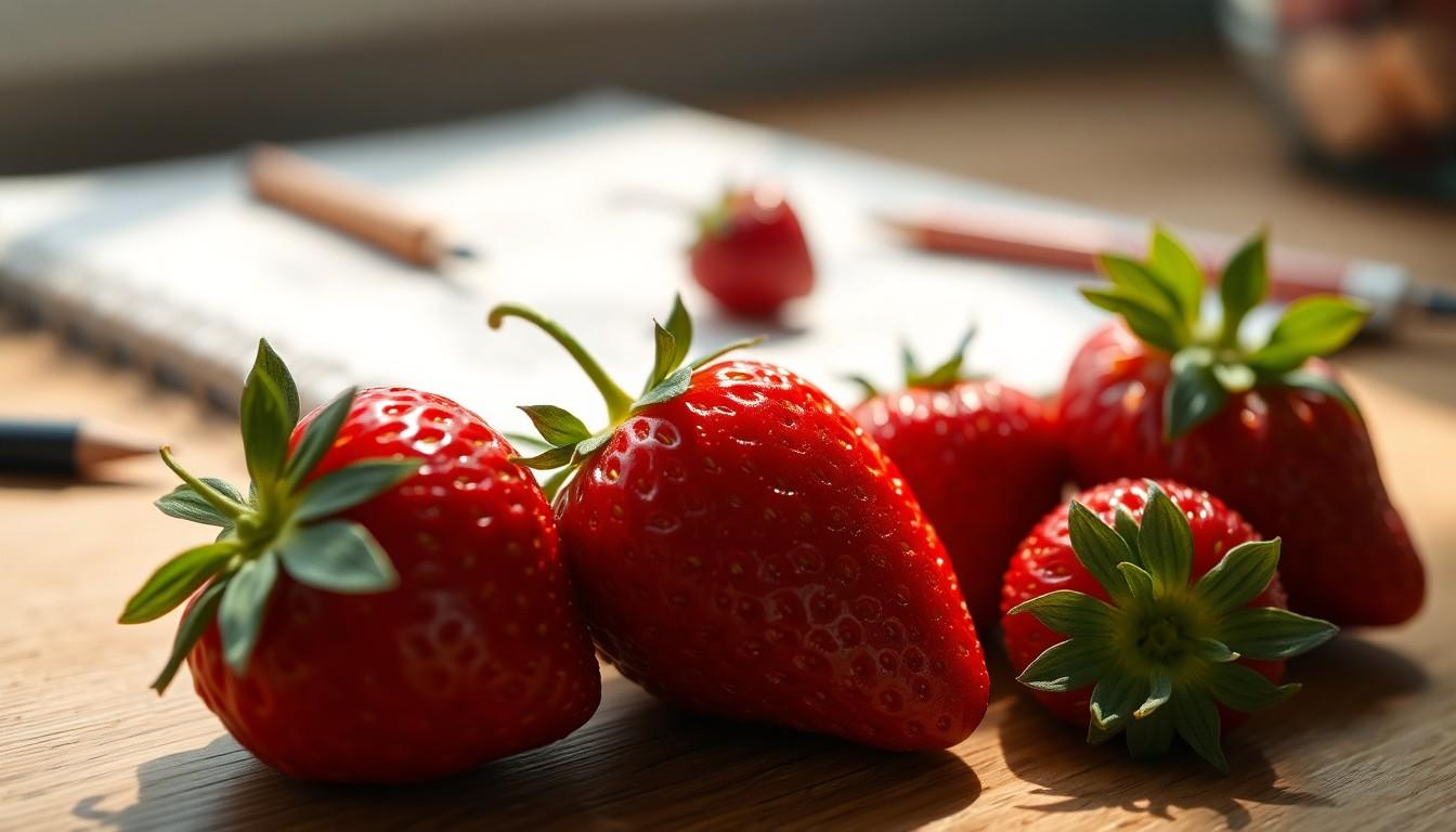 strawberry drawing realistic